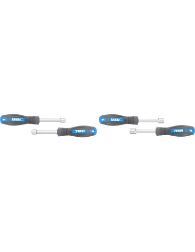 2 - Jeu de 4 cles tournevis a douille 10 - 13 mm avec manche Fervi CB01/04P