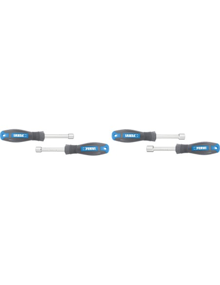 2 - Jeu de 4 cles tournevis a douille 10 - 13 mm avec manche Fervi CB01/04P
