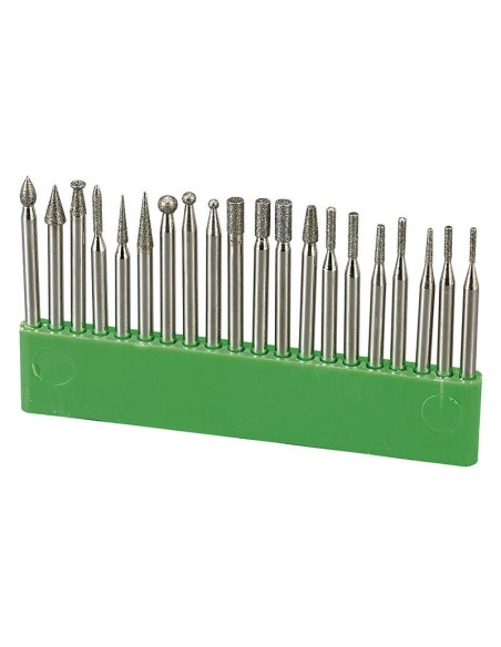 1 - Lot de 20 limes rotatives diamantees pour gravure tige 3 mm