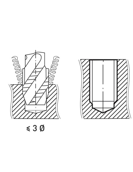 3 - Tarauds pour trous borgnes a couple eleve a 35 degres Fervi M003/5
