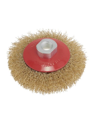 1 - Brosse conique en fil metallique 90 mm m14 pour meuleuse Fervi scf090
