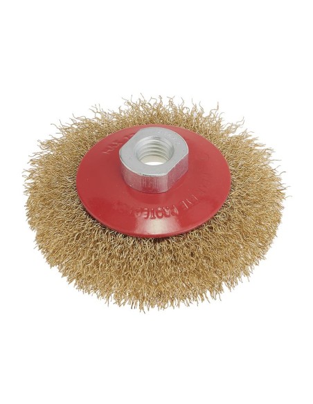 1 - Brosse conique en fil metallique 90 mm m14 pour meuleuse Fervi scf090