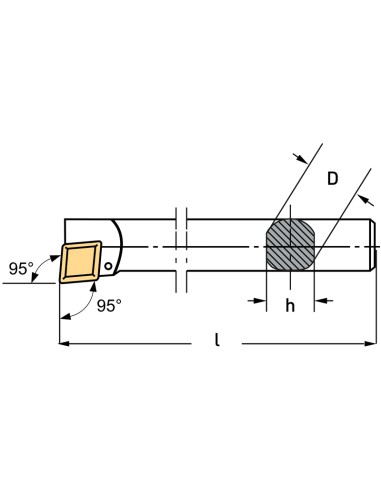 2 - Outil pour 95 degres internes gauche 8 mm pour tour a metaux Fervi sclcl08
