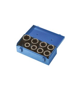 1 - Jeu de 8 douilles hexagonales 26 - 38 mm a impact 3/4 Fervi si4e2n008