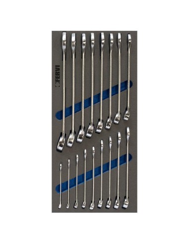 1 - Jeu de 17 cles mixtes 6 - 22 mm en thermoforme souple Fervi tm01/001