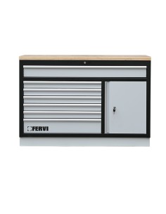 1 - Grande commode avec plateau en bois 1360x458x945mm pour atelier Fervi a007/21