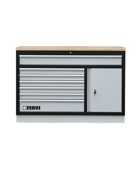 1 - Grande commode avec plateau en bois 1360x458x945mm pour atelier Fervi a007/21