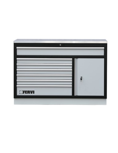 1 - Grand caisson a tiroirs inox 1360x458x948mm pour atelier Fervi a007/21