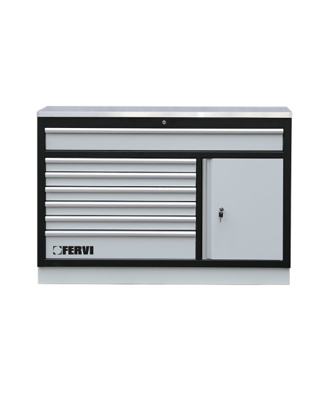 1 - Grand caisson a tiroirs inox 1360x458x948mm pour atelier Fervi a007/21