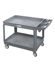 1 - Chariot en polypropylene avec 2 bacs avec 2 roues fixes et 2 roues pivotantes