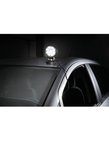 2 - Phare LED rond 12-24v avec base magnetique pour voiture 9 x 3w Fervi 0713/27