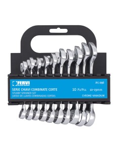 2 - Jeu de cles mixtes courtes 10-19 mm Fervi 0196