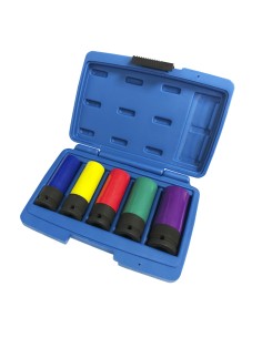 1 - Jeu de 5 cles a douilles hexagonales 17-24 mm gainees de plastique Fervi 0341/5s