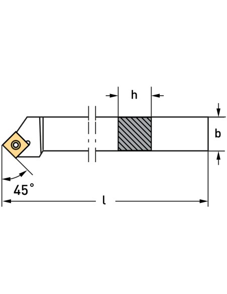 2 - Outil externe 45 degres a droite 20 mm pour tour a metaux Fervi ssscr20e