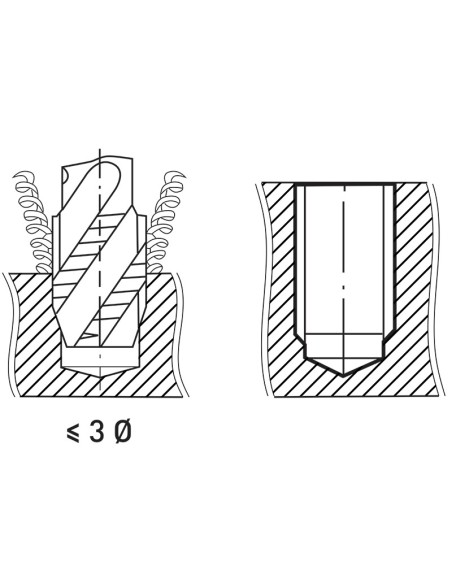 3 - Tarauds machine pour trous borgnes 35 degres m4 vaporises