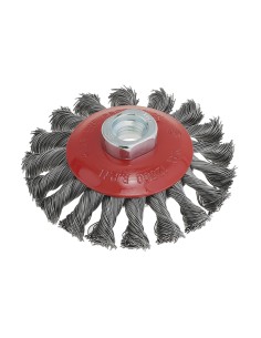 1 - Brosse conique faisceaux torsades acier inoxydable 100mm connexion m14