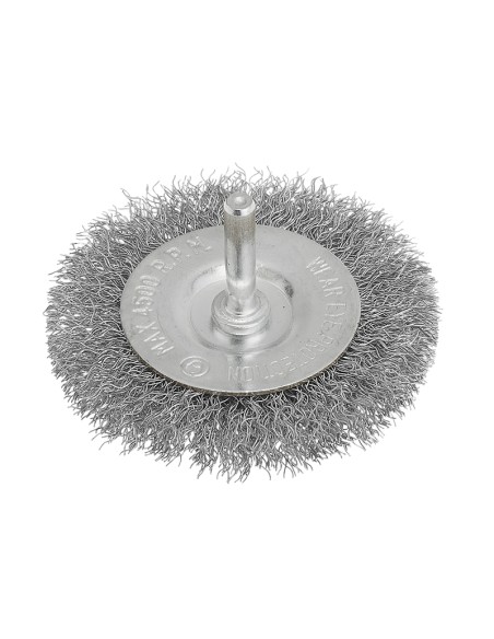 1 - Brosse circulaire 100 mm avec fils inox et tige pour perceuse Fervi SRG100/15I