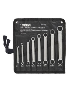 1 - Jeu de 8 cles polygonales plates 6x7 - 20x22 mm Fervi 0134s