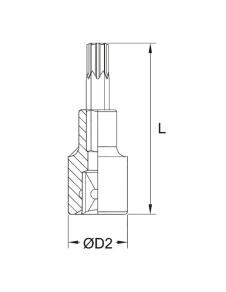 2 - Cle a douille avec insert torx t15 1/4