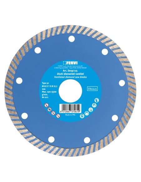 1 - Disque diamant turbo 230 mm Turbo diamond disc 230 mm Fervi d055/230