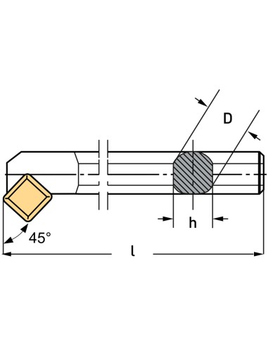 2 - Outil x interne 45 degres 25 x 225 mm pour tour a metaux Fervi ssscr25