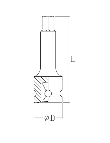 2 - Cle a douille hexagonale renforcee 5 mm 1/2