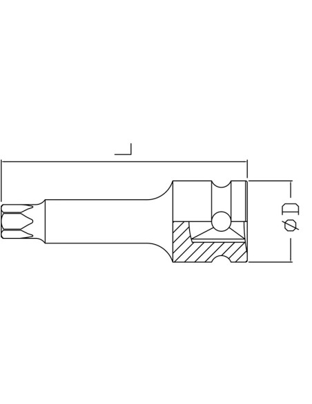 2 - Cle a douille torx male renforcee t27 1/2