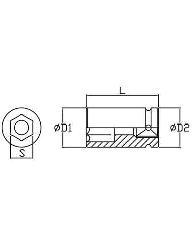 6 - Cle a douille a choc renforcee 11 mm 1/2