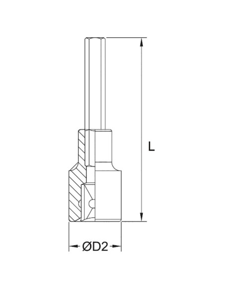 2 - Cle a douille avec insert hexagonal long 4 mm 3/8