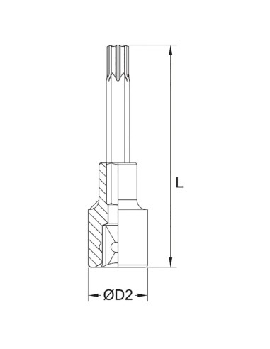 2 - Cle a douille avec insert long torx t60 1/2