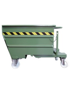 1 - Conteneur a benne basculante de 1350 litres pour chariot elevateur avec roues