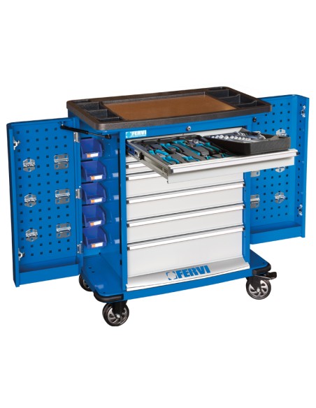 1 - Coffre a roulettes avec outils d'atelier de 72 pieces