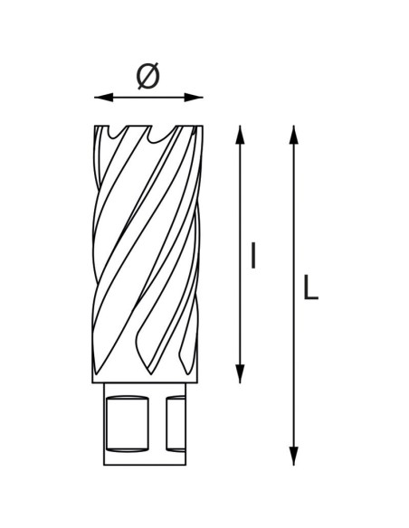 2 - Foret a carotter long avec fixation weldon diametre 27 mm