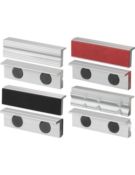 2 - Jeu de 8 cache-mors magnetiques en aluminium pour etau de 100mm Fervi 0520/100s