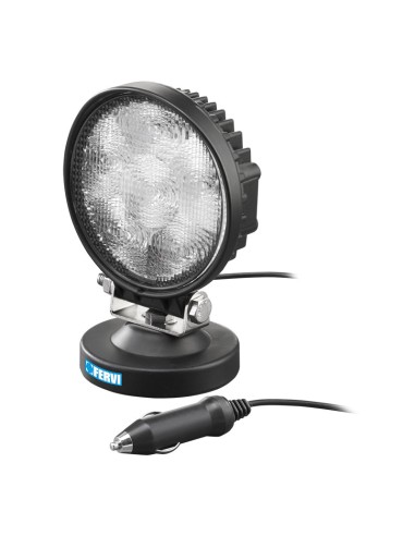3 - Phare LED rond 12-24v avec base magnetique pour voiture 6 x 3w Fervi 0713/18