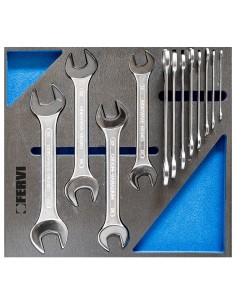 1 - Jeu de 12 cles fixes 6/7-30/32 mm en thermoforme souple Fervi tm01/005
