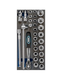 1 - Jeu de 30 cles a douille 1/2 en matiere souple thermoformee Fervi tm01/022