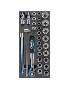 1 - Jeu de 30 cles a douille 1/2 en matiere souple thermoforme Fervi tm01/023