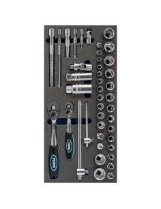 1 - Jeu de 42 cles a douilles 1/4-3/8 po souples thermoformees Fervi tm01/024