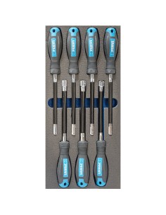 1 - Jeu de 7 tournevis a douille 55-13 mm en thermoforme souple Fervi tm01/029