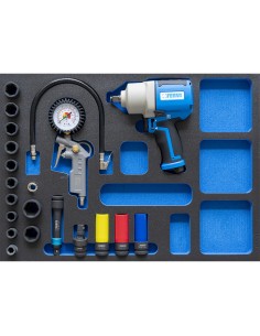 1 - Serie d'outils pneumatiques pour l'automobile en thermoforme Fervi tm01/052