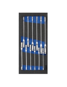 1 - Jeu de 12 cles a cliquet 8-19 mm en thermoforme souple Fervi tm01/056