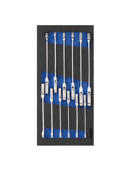 1 - Jeu de 12 cles a cliquet 8-19 mm en thermoforme souple Fervi tm01/056